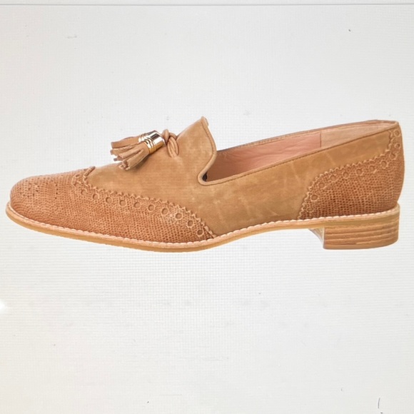 STUART WEITZMAN Suede Fringe Trim Accent Loafers Size: 8.5 - Picture 2 of 5